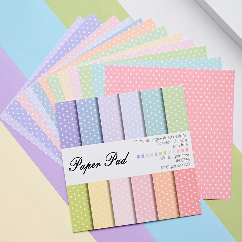 Pattern Tissue Paper - 12장 6인치X6인치 도트 그리드 패턴 공예용