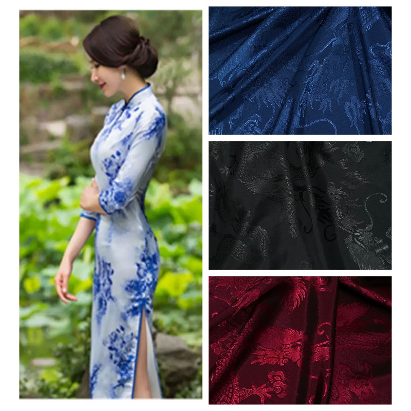 Textile Sewing Patterns - 드래곤 패턴 새틴 자카드 원단 의류용