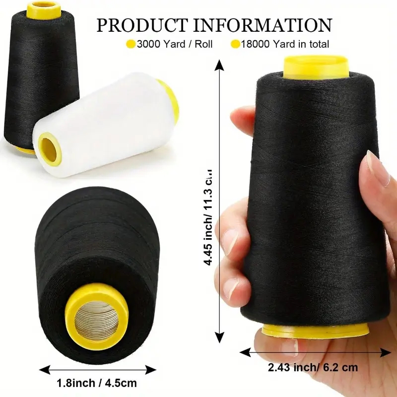 검정색 오버록 실 콘 3개 + 흰색 오버록 실 콘 3개 - Serger Thread Cone 리뷰 및 가격