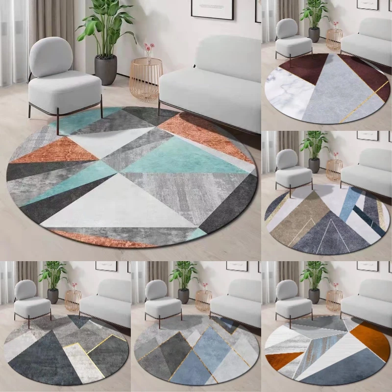~O~모던한 컬러 블록 디자인의 기하학적 원형 러그 – - Century Textile & Sewing Supply Online Shopping 리뷰 및 가격