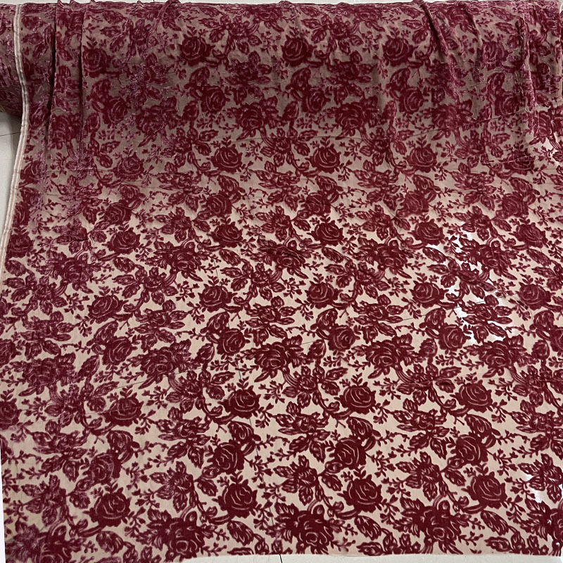 중국식 실크 벨벳 원단 - 레드 로즈 컷아웃 양각 멀베 - Sewing Velvet Fabric 리뷰 및 가격