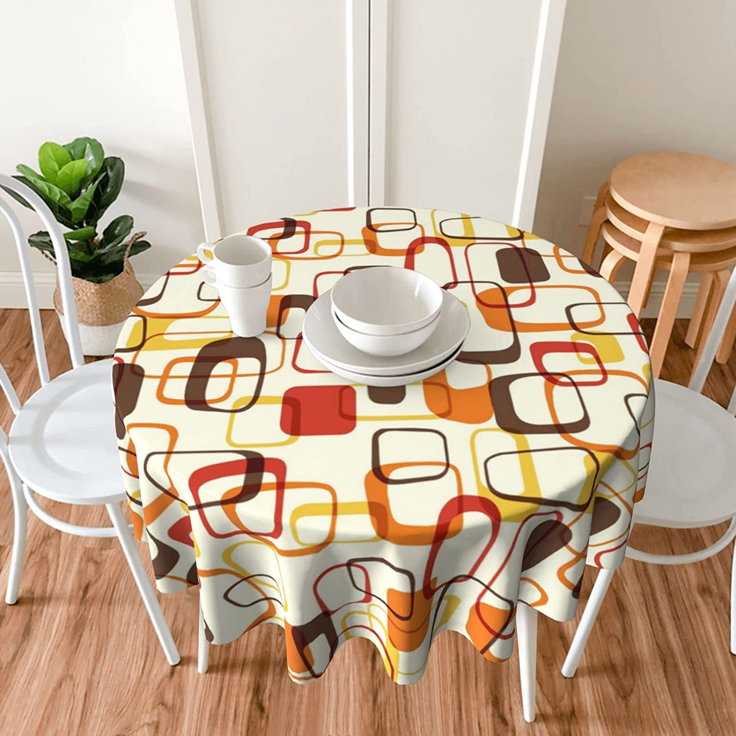 레트로 중반 세기 기하학적 라운드 식탁보, 얼룩, 주름 - Century Textile & Sewing Supply Online Shopping 리뷰 및 가격