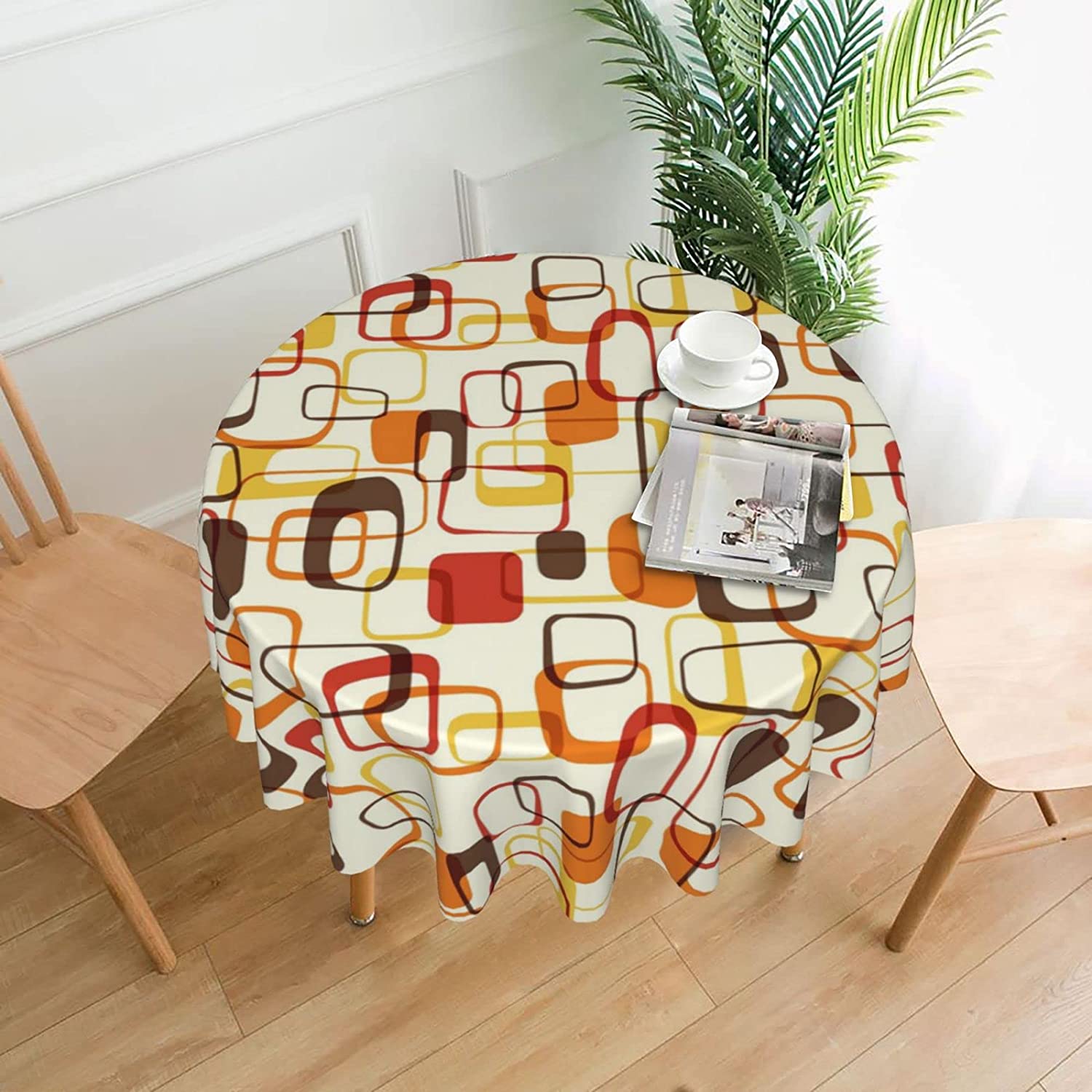레트로 중반 세기 기하학적 라운드 식탁보, 얼룩, 주름 - Century Textile & Sewing Supply Online Shopping 리뷰 및 가격