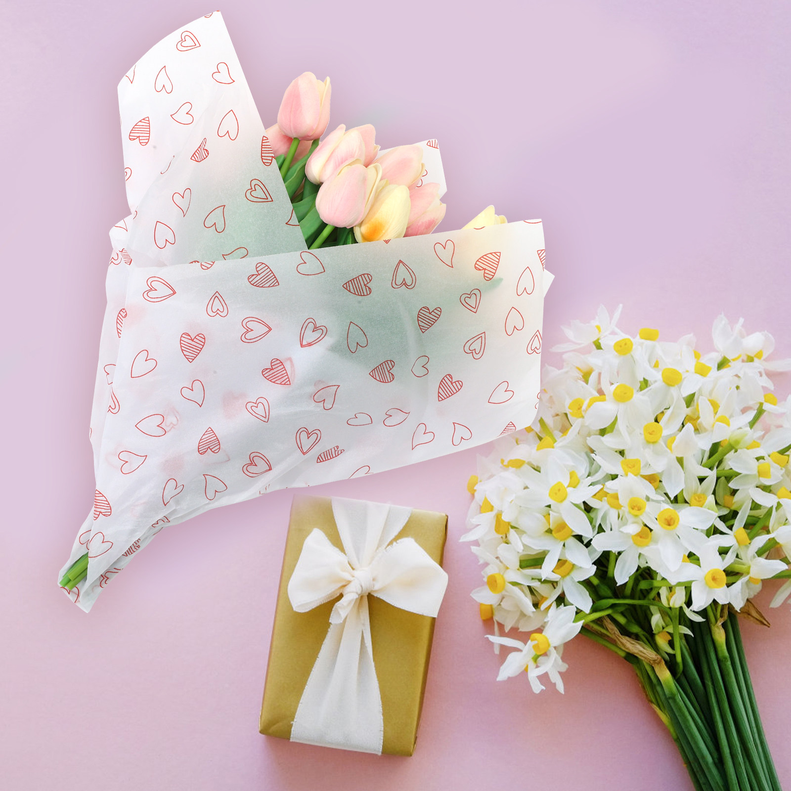 28매 하트 패턴 꽃무늬 포장지 초박형 선물 포장지 부 - Pattern Tissue Paper 리뷰 및 가격
