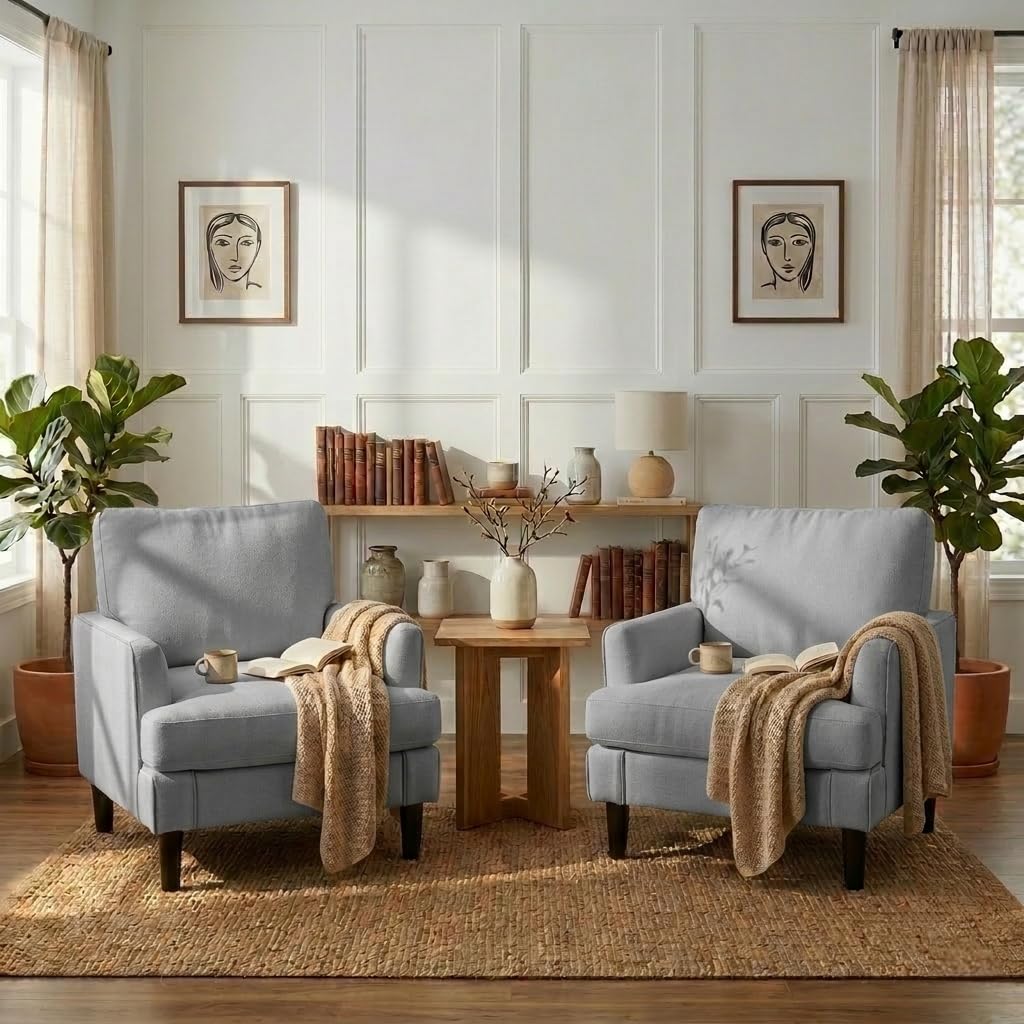 # 미드 센추리 스타일의 편안한 천 소재 암체어 세트, - Century Textile & Sewing Supply Online Shopping 리뷰 및 가격