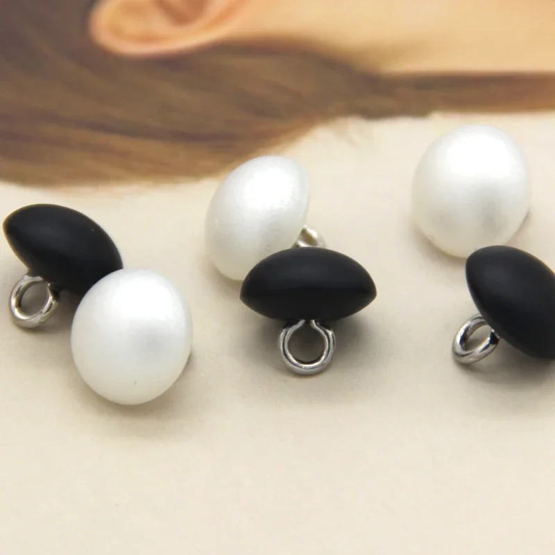 블랙 매트 타원형 플라스틱 가짜 진주 금속 단추, 의류 - Button Hole Cutter 리뷰 및 가격