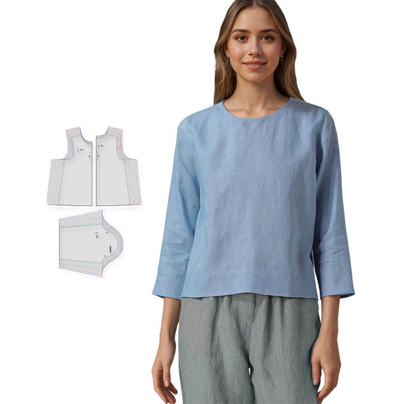 여성용 린넨 블라우스 재봉 패턴(8가지 사이즈, XS- - Textile Sewing Patterns 리뷰 및 가격